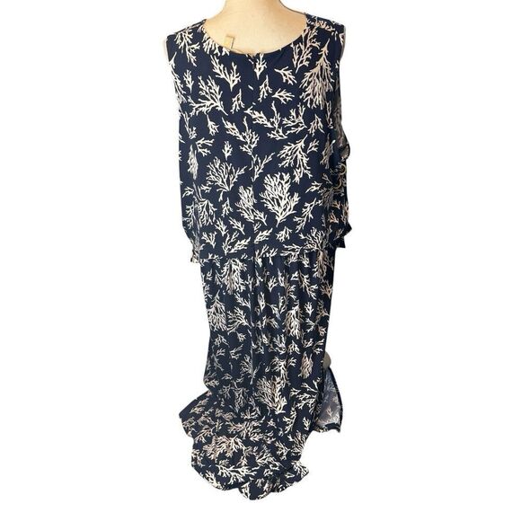 MICHAEL KORS NEW Women's Reef-print Grommet-laced Front-slit Maxi Dress S Coral - Picture 5 of 6